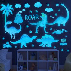 glow in the dark dinosaur wall stickers for children's rooms and play areas