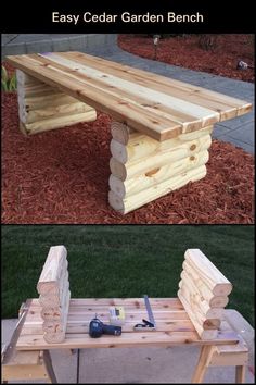 the bench is made out of wood and ready to be built