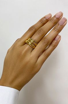 Adornia Water Resistant Mixed Stackable Rings Set | Nordstromrack Gold Stainless Steel Stackable Promise Rings, Rings Stacked, Stackable Ring Sets, Gold Ring Stack, Rings Set, Spending Money, Stackable Rings, Stacking Rings, Ring Sets