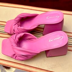 Circus Ny Brand New Mules Size 8. Casual Pink Heels Medium Width, Casual Pink Medium Width Heels, Pink Block Heel Heels With Cushioned Footbed, Casual Pink Sandals With Stacked Heel, Pink Slip-on Heels With Wrapped Heel, Casual Pink Sandals With Square Toe, Casual Pink Square Toe Sandals, Casual Slip-on Heels With Wrapped Heel, Casual Pink Sandals Medium Width