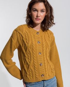 The Alicia Adams Alpaca Buckley Cardigan is a brand new cable knit cardigan. With bold colors and twisting cable knit details, this baby alpaca cardigan creates an effortless elevated look. 100% baby alpaca | dry clean only Proudly fair-trade made in Peru. Alpaca Cardigan, Short Cardigan, Crisp White Shirt, Heavy Knit, Cable Knit Cardigan, Stylish Clothes For Women, Cozy Outfit, Baby Alpaca, Alpaca Wool