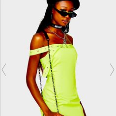 Sexy Punk Mini Dress In A Vibrant Lime Green Color. Edgy Bodycon Mini Dress For Club, Punk Style Mini Club Dress, Edgy Fitted Mini Dress, Fitted Punk Mini Dress For Spring, Fitted Edgy Mini Dress, Sleeveless Summer Streetwear Dresses, Sleeveless Streetwear Summer Dresses, Punk Style Summer Mini Dress For Club, Edgy Bodycon Mini Dress