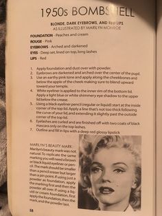 Vintage Magazine Beauty Tips, 50s Beauty Tips, 50s Makeup Products, American Beauty Standards List, Vintage Americana Makeup, Vintage Beauty Aesthetic, 1800s Makeup, 1950’s Makeup, Vintage Beauty Routine