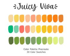 the color swatches for juicy vita are all different colors and have been used to create this