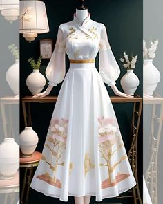 Stylish Frocks, Sketches Design, Chinese Fancy Dress, Stylish Outfits Casual, Fantasy Clothes, Medieval Clothes, Modest Dresses Fashion, Chinese Style Dress