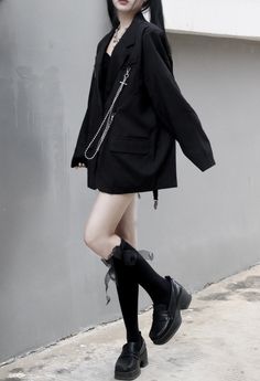 ❤Cross Chain Strap Tailored Jacket❤




Unit (cm)
 S.
 Length 70 Bust 92 Shoulder width 38 Sleeve length 55
 M. 
Length 71 Bust 96 Shoulder width 39 Sleeve length 56
 L.
 Length 72 Bust 100 Shoulder width 40 Sleeve length 57 Harajuku Style Black Outerwear With Pockets, Black Harajuku Outerwear With Pockets, Black Blazer For Fall Streetwear, Black Blazer For Streetwear In Fall, Punk Style Black Blazer For Fall, Estilo Harajuku, Long Sleeve Suit, Costume Noir, Black Suit Jacket