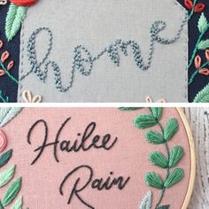 two pictures one with the words haulee rain and the other with flowers on it