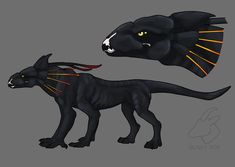 two black cats with yellow eyes are facing each other