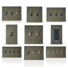 eight different types of electrical switches and sockets