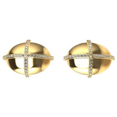 18 Karat Yellow Diamond Dome Cross Cufflinks, One of my favorite shapes, the oval dome transformed magically with a cross of diamonds. Keep it simple and keep it elegant. Made to order, please allow 4-5 weeks for delivery. Onyx Cufflinks, Diamond Cufflink, Watch Cufflinks, Rings Luxury, Grey Agate, Gold Cufflinks, Gold Shoes, Yellow Sapphire, Yellow Diamond