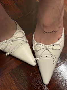 Tony Bianco heels foot tattoo fine line tattoo pointy toe heels bow heels mules Ankle Foot Tattoo, Small Foot Tattoos, Singer Dr, Fine Line Tattoo, Cute Little Tattoos, Stylist Tattoos, Line Tattoo, Classy Tattoos