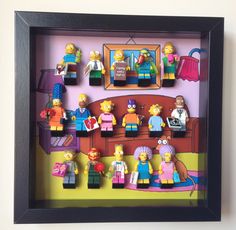 Lego Simpsons series Minifigures House background frame - Lego Minifigures Display Lego Christmas Gifts, Simpsons House, The Simpsons Theme, Minifigure Display, Lego Simpsons, Lego Minifigure Display, Lego Bedroom, Ned Flanders, Mr Burns