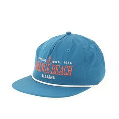 This is the perfect snapback for your next beach day! Casual Outdoor Baseball Cap For Beach Season, Blue Flat Brim Trucker Hat For Beach, Summer Travel Snapback Hat With Flat Bill, Summer Snapback Hat With Flat Brim, Spring Beach Snapback Hat, 5-panel, Casual 5-panel Snapback Hat For Vacation, Casual 5-panel Sun Hat For The Beach, Casual 5-panel Sun Hat For Beach, Casual Beach Sun Hat 5-panel