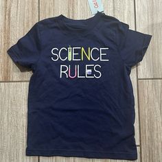 Cat & Jack Science Rules T-Shirt, Size Xs 4/5, Navy Blue Science Rules, Dino Shirt, Unicorn Shirt, Cat Top, Cat And Jack, Grey Tee, Cat & Jack, Boys T Shirts, Graphic Shirts