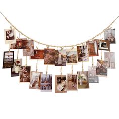 a string with pictures hanging from it