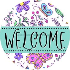 Welcome Door Hanger Sign Spring Floral Decoe-4115-Dh 18 Wood Round Welcome Door Hanger, Spring Floral Wreath, Wooden Door Hangers, Welcome Door, Welcome Wreath, Fall Signs, Wood Rounds, Wreath Sign, Wooden Doors