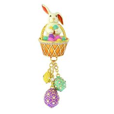 Easter Bunny And Egg Basket Pin Pendant Ritzy Couture Deluxe-18k Gold Plating Celebrate Easter In Style! Introducing The Ritzy Couture Deluxe Easter Bunny And Egg Basket Pin Pendant! This Beautiful Piece Is Perfect For Celebrating Easter In Style. The Original Brass Castings Are Hand Enameled, And The Preciosa Crystal And Cubic Zirconia Studded Eggs Add A Touch Of Luxury. You Can Wear This Sparkling Gold Plated Gem As A Pendant Or Pin It To Your Easter Bonnet, Favorite Jacket Or Scarf. Either Wa Easter Jewelry, Easter Bonnet, Egg Basket, Steampunk Accessories, Bold Rings, Jewelry Boards, Pin Pendant, Crystal Ab, Body Jewellery