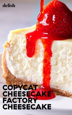 a piece of cheesecake with strawberry on top