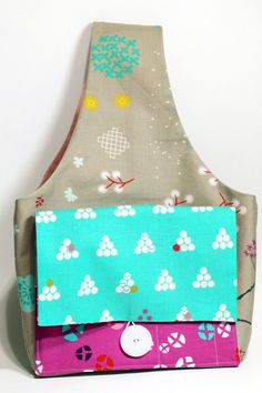 an apron made out of fabric with flowers on it