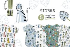 Tigers by Olena Kuznietsova on @creativemarket Cute Tigers, Cute Poster, Cute Elephant, Market Shopping, Baby Nursery Decor, Cute Birds, Photoshop Design, Wild And Free, Cute Illustration