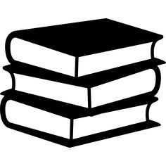 three black and white books stacked on top of each other, with one book in the middle