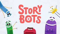 the words story bots are surrounded by cartoon characters