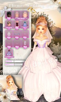 the bride dress up game is shown in this screenshot