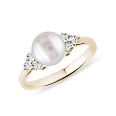 Freshwater Pearl Ring, Colorless Diamond, Ivory Pearl, Akoya Pearls, Tahitian Pearls, Elegant Ring, Yellow Diamond, Pearl Ring, Elegant Gift