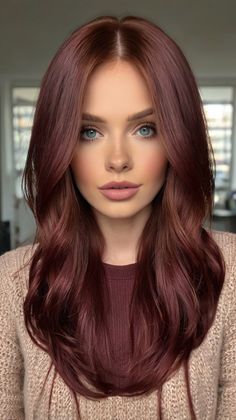 🦋 Ultra-Chic Deep Plum Hair fall hair colors dark copper Beauty | Pinterest Favorite Hair For Blue Eyes And Pale Skin, Cherry Red Hair Blue Eyes, Plum Brown Hair Color, Plum Brown Hair, Plum Burgundy Hair, Plum Hair Color, Dark Copper Hair, Deep Plum Hair