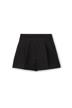 alexanderwang high waisted tailored short in wool BLACK - alexanderwang® US Elegant Short Bottoms With Box Pleat, Classic Short Wool Bottoms, Elegant Pleated Skort For Workwear, Pleated High-waisted Shorts For Work, Elegant Pleated Shorts With Short Inseam, Elegant Fitted Shorts With Pleated Waist, Elegant High-waist Pleated Shorts, Elegant High Waist Pleated Shorts, Elegant Fitted Pleated Waist Shorts