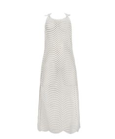 This finely crafted, woven cover up dress is the ideal addition to your wardrobe when searching for the perfect sunny spot to dock. Its loose fitting and breezy nature delivers non-restricting comfort and the ideal amount of coverage. You’ll want to set sail in it again. Elegant Halter Neck Sundress For Beach, Elegant Halter Neck Beach Sundress, Chic White Maxi Length Cover-up, Sleeveless Beachwear Dresses For Resort, Unlined Sundress Midi Dress For Vacation, White Crochet Beachwear Dress For Poolside, Sleeveless Unlined Dress For Beach Cover-up, Unlined Midi Dress For Vacation, White Crochet Dress For Poolside In Spring