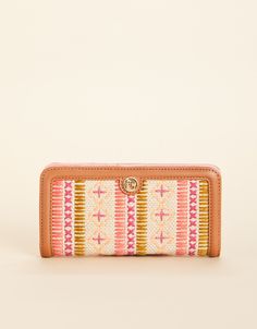 Small Snap Wallet Callawassie Pineapple from Spartina 449 Snap Wallet, Spartina 449, Functional Accessories, Pink Linen, Magnetic Clasp, Leather Wraps, Wrap Around, Card Wallet, Diy Art