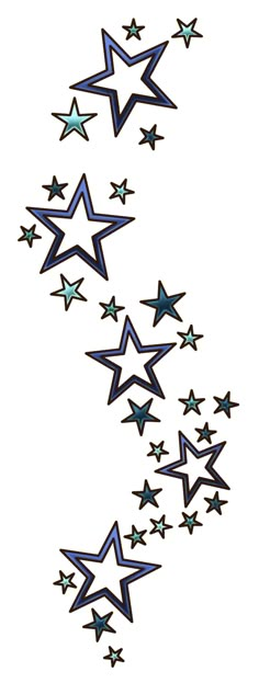 several stars are flying in the air