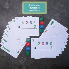 a pile of white paper with numbers and times on it next to a sign that says state and dynamic questions