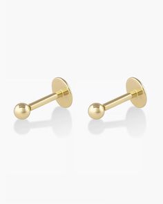 Newport Threaded Flat Back Studs Earring in 14k Solid Gold/Pair, Women's by gorjana Modern 14k Yellow Gold Piercings, Classic Formal Cartilage Earrings, Modern Gold Internally Threaded Cartilage Earrings, Tarnish Resistant 14k Yellow Gold Plug Earrings, Modern 14k Yellow Gold Cartilage Earrings, Classic Gold Cartilage Earrings For Formal Occasions, Minimalist Yellow Gold Jewelry With Screw Back, Classic Gold Cartilage Earrings For Formal Events, Formal 14k Gold Cartilage Earrings