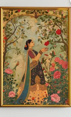 Indian Paintings Aesthetic, Desi Aesthetic Painting Ideas, Aesthetic Indian Painting, Canvas Painting Indian Art, Miniature Canvas Painting Ideas, Mughal Art Paintings Illustrations, Chandramukhi Painting