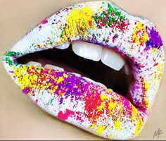 Colorful lips #style #beauty #makeup #cosmetics #lipliner #lipstick #lip-stain #lips Hair Halloween, Lipstick Designs, Batons Matte, Crazy Makeup, Edgy Hair, Lip Designs