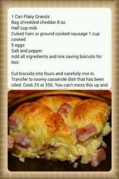 the recipe for ham and cheese casserole is shown