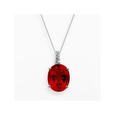 Shimmering diamond accents and a lab-created ruby stone give this oval pendant an elegant look. Click on this JEWELRY & WATCHES GUIDE to learn about fit, styles, materials and more! Pendant Details: Pendant length: .59-in. Chain length: 18-in. Clasp: spring-ring Metal: rhodium-plated sterling silver Diamond Details: Carat total weight: less than 1/10 Cut: round Color: I-J Clarity: I2-I3 Setting: prong Stone Details: Stone type: lab-created ruby Cut: oval Setting: prong Image(s) may be enlarged t Classic Red Oval Pendant Jewelry, Classic Red Oval Pendant Necklace, Red Oval Cubic Zirconia Necklace, Classic Necklace With Lab-created Ruby, Formal Necklace With Oval Pendant And Accent Stones, Formal Oval Pendant Necklace With Accent Stones, Elegant Red Oval Pendant Jewelry, Formal Oval Necklace With Accent Stones, Oval Fine Jewelry For Valentine's Day