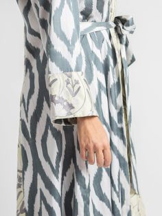 Sultan Robe | Elysian by Emily Morrison. Suzani Fabric, Silk Robe, Silk Ikat, Ikat Fabric, Embroidered Silk, Hand Embroidered, Kimono Top, Hand Weaving, Silk