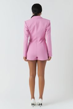 This timeless Blazer Romper is created in a double-breasted style and is lined for your comfort. Double-breasted V-neck Lapel collar Shoulder pads Long sleeve with non-functioning buttons Non-functioning flap pockets Partially lined (unlined sleeves) Concealed side zipper Hand wash cold Do not bleach Do not tumble dry Iron low Shell: 100% Polyester Lining: 100% Polyester TL393D S Total length: 31.5", Bust: 33.5", Inseam: 2" NAVY: Height 5.10" / Bust 32"/ Waist 25" / Hip 35" FUCHSIA: Height 5'10" Blazer Romper, Blue White And Black, Double Breasted Blazer, Lapel Collar, Girl Dress, Hip Length, Classic Looks, Shoulder Pads