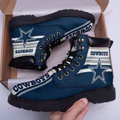 Dallas Cowboys Boots   Premium Shoes  Premium Leather Boots   Gift For Sports Lovers 29 Lightweight construction with breathable mesh fabric provides a comfortable and flawless fit. Breathable Low-top Boots For Streetwear, Breathable High-top Boots For Streetwear, Breathable Lace-up Synthetic Boots, Breathable Synthetic Lace-up Boots, Sporty High-top Sports Boots, Sporty High-top Boots For Sports, Sporty Lace-up Boots, Durable Blue Sporty Sneakers, Casual Breathable Boots For Streetwear