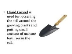 a shovel with a wooden handle is shown in the foreground, and an image of a