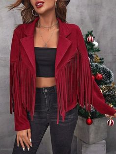 Explore Our Exclusive Range Of Lady's Fringe Jackets Today And Find The Perfect Genuine Suede Leather Jacket For You. Women's Suede Leather Jackets Collection By Lovely Creations.Pk   Shop Now for Genuine Red Suede Women's Jacket And Get Free Shipping And A Great Price! Product Details:- -------------------------- Department: Women's  Material: Genuine Suede Leather Closure: No Color: Red Type: Women's Jacket  Pockets: Two Outside Pockets  Inner Material: Viscose Lining  Wash & Clean With Leathe Fall Outerwear With Tassels, Long Sleeve Party Outerwear With Tassels, Fitted Fall Outerwear With Tassels, Fall Party Outerwear With Tassels, Winter Party Outerwear With Tassels, Bohemian Winter Leather Jacket With Fringe, Fitted Bohemian Outerwear With Tassels, Winter Leather Jacket With Tassels, Winter Leather Jacket With Tassels Long Sleeve