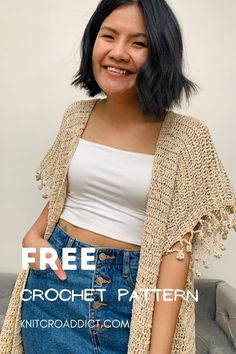 Free crochet cardigan pattern and step by step video tutorial. Includes women's sizes XS-4XL. Summer Cardigan Crochet Pattern Free, Crochet Kimono Pattern Free, Summer Sweater Crochet, Kimono Pattern Free, Crochet Kimono Pattern, Crochet Kimono Cardigan, Easy Crochet Cardigan, Kimono Crochet, Easy Beginner Crochet Patterns