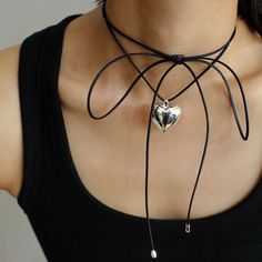 Leather Rope Love Necklace - floysun Trendy Adjustable Heart Necklace For Party, Adjustable Trendy Heart Necklace For Party, Trendy Adjustable Heart Charm Necklace, Adjustable Trendy Heart Choker Necklace, Trendy Adjustable Heart Choker Necklace, Trendy Lariat Choker, Adjustable Trendy Heart Pendant Necklace, Trendy Adjustable Heart Pendant Necklace, Chic Adjustable Heart-shaped Necklace