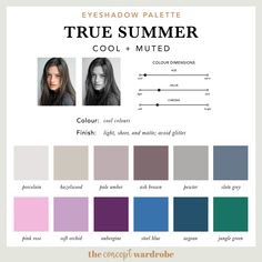 Colour Analysis Summer, Summer Cool Tone Hair, True Summer Color Combinations, True Summer Color Outfits, Cool Summer Eyeshadow, True Summer Clothes, Muted Cool Colors, Cool Summer Best Colors, Cool Summer Color Analysis