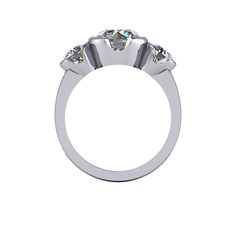 three stone engagement ring in white gold with diamonds on the sides and four stones at the top