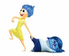 a cartoon character is laying on the ground next to another character that has blue hair