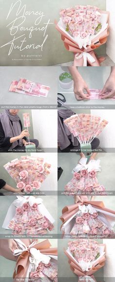 money bouquet using paper flowers Non Flower Bouquets Gifts, Bouket Flower, How To Make A Buque Of Flowers, Money Gift Bouquet, Money Flower Bouquet Diy, Diy Birthday Flower Bouquet, Diy Money Bouquet Tutorial, Unique Bouquet Ideas Gift, How Do You Make A Money Bouquet